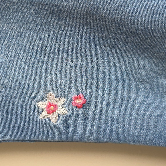 Wonder Nation Blue Kids Jeans with Pink Floral Embroidery - Picture 4 of 10